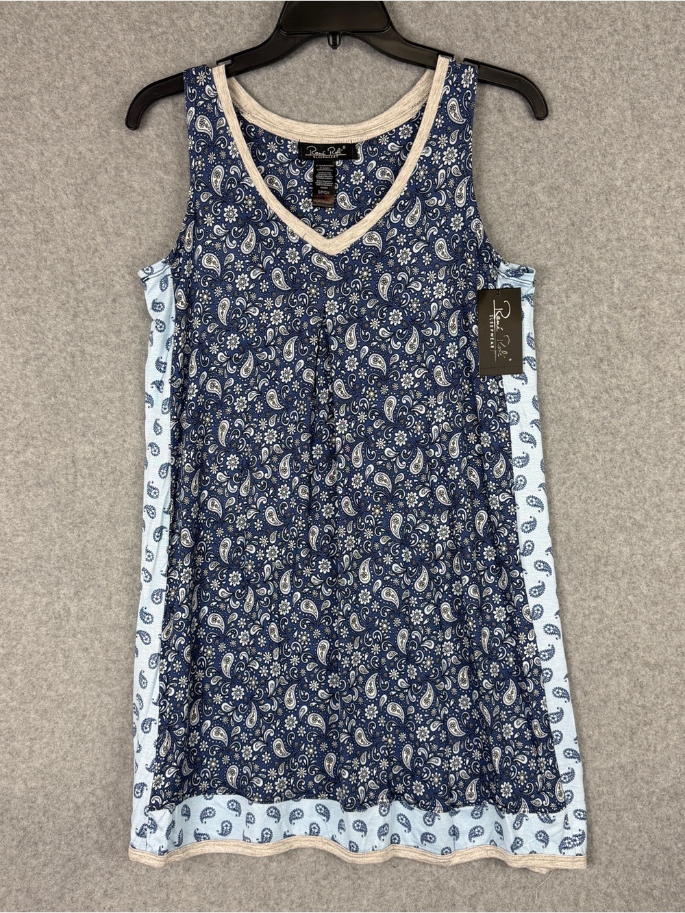 Rene' Rofe' Sleepwear Sleeveless Nightgown Blue Small / Medium NWT Paisley Print